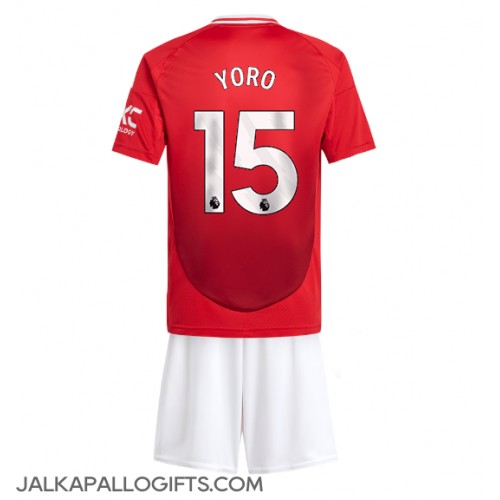 Manchester United Leny Yoro #15 Koti Peliasu Lasten 2024-25 Lyhythihainen (+ Lyhyet housut)